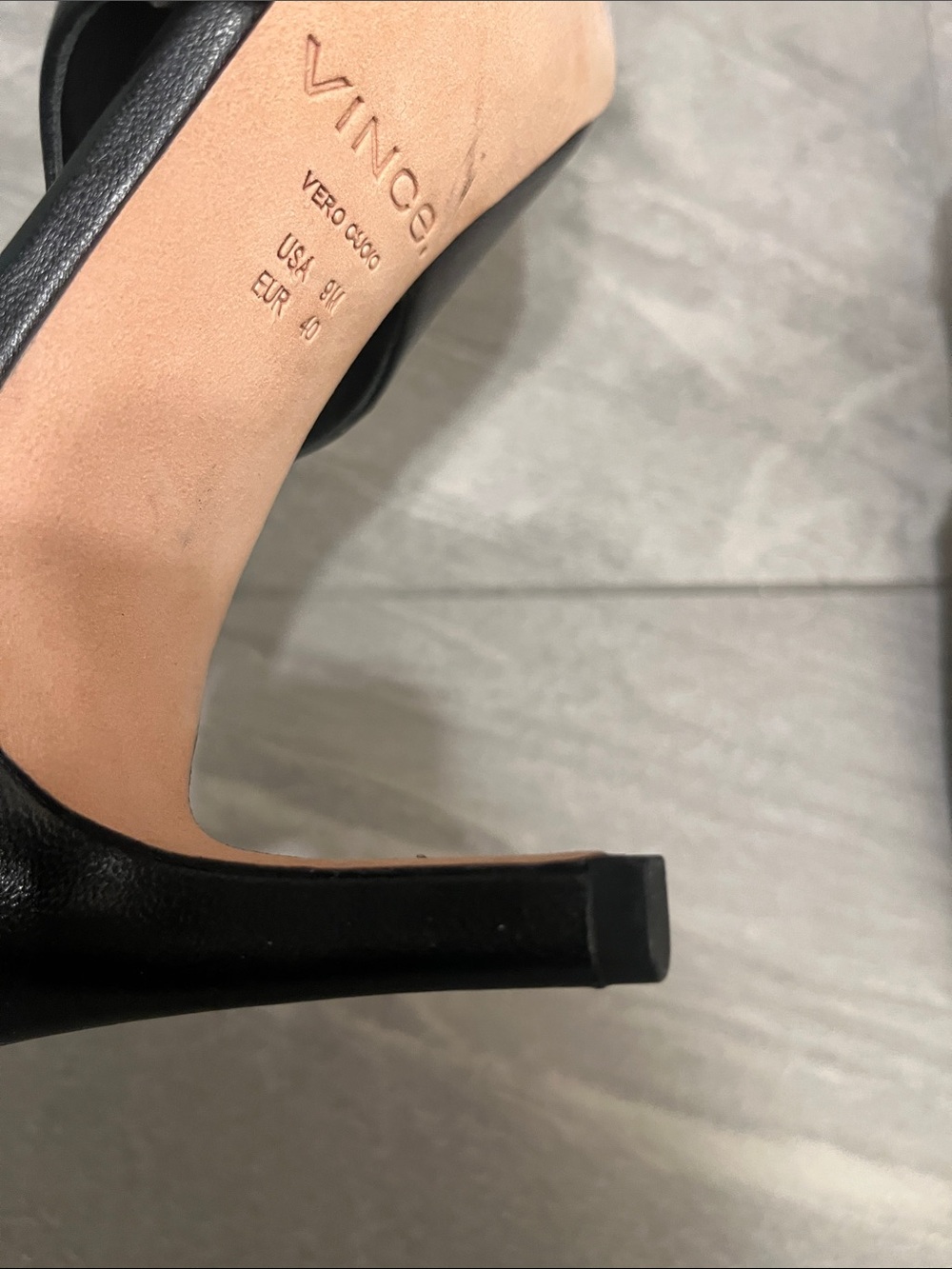 Vince Black Leather Square-Toe Slingback Mules - Picture 6 of 7